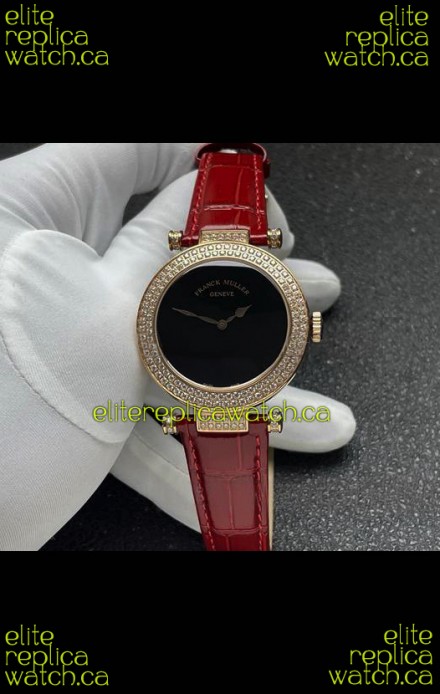 Franck Muller Double Mystery Swiss Quartz Watch in Gold Diamonds Casing