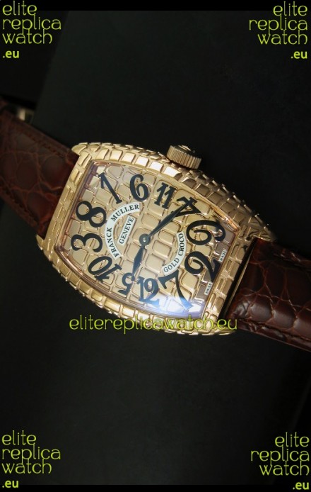 Franck Muller Casablanca Gold Croco Watch in Gold Case