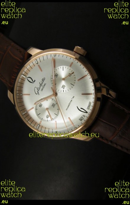 Glashuette Senator Japanese Replica Watch in 18K Pink Gold Case