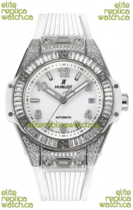 Hublot Big Bang One Click moissanite Paved Casing Super Clone Watch White Dial