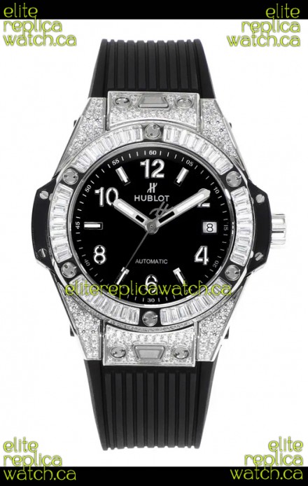 Hublot Big Bang One Click moissanite Paved Casing Super Clone Watch Black Dial