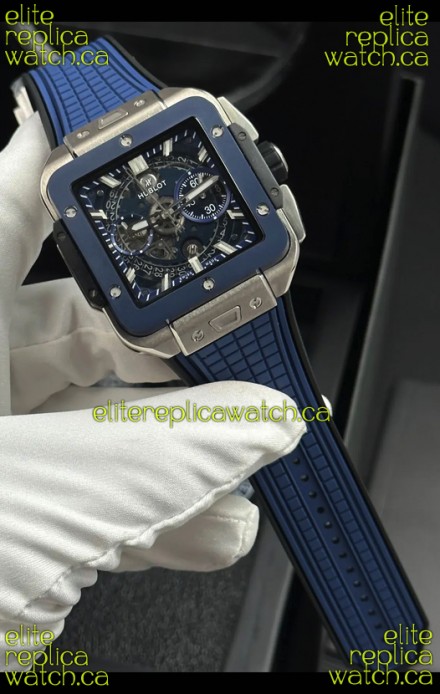 Hublot Square Bang Unico Titanium Case Blue Super Clone Watch 