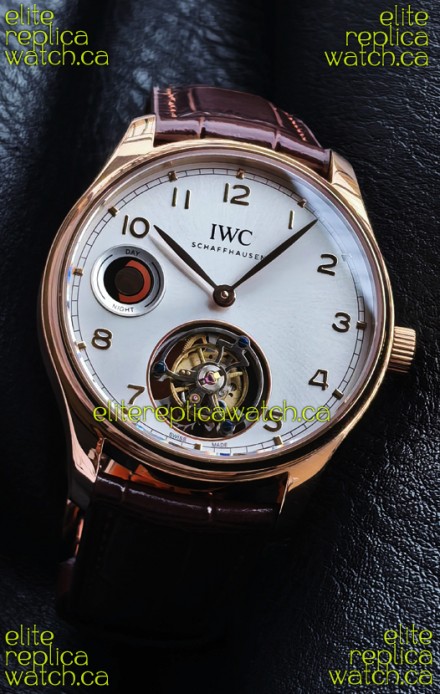 IWC Portuguese Tourbillon Rose Gold Steel dial Super Clone Watch 