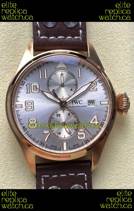 IWC PILOT'S Monopusher Rose Gold Steel Dial Replica Watch 