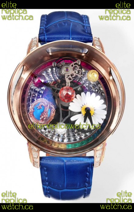 Jacob & CO Astronomia G-Dragon Rose Gold Blue Strap Tourbillon Swiss Replica Watch