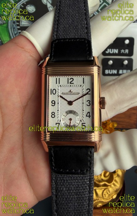 Jaeger-LeCoultre Reverso Tribute Duoface Rose Gold White & Grey Dial Super Clone Watch 