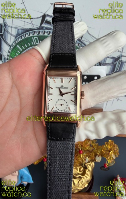 Jaeger-LeCoultre Reverso Tribute Duoface Rose Gold White & Black Dial Super Clone Watch 
