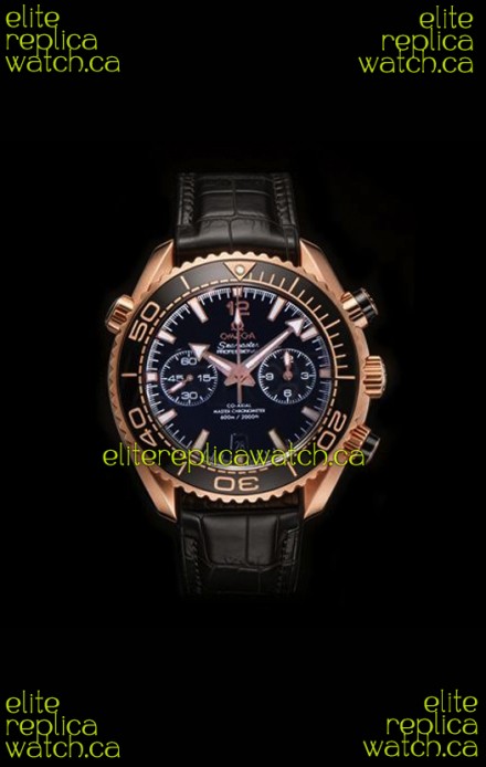 Omega Speedmaster Planet Ocean Rose Gold Black Dial Super Clone Watch 