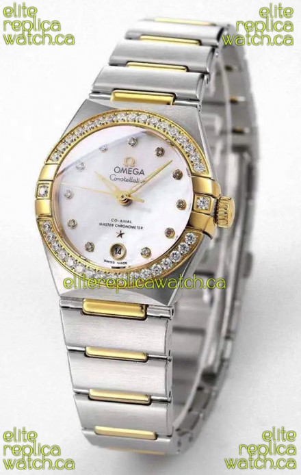 Omega Constellation 29MM Two Tone Yellow Gold White Dial Automatic Super Clone Watch 