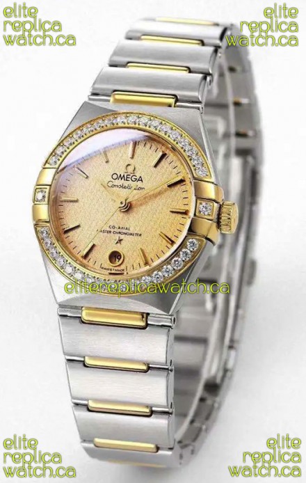 Omega Constellation 29MM Two Tone Yellow Gold Dial Automatic Super Clone Watch 