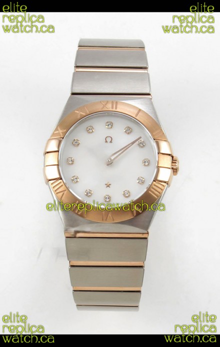 Omega Constellation 28MM Two Tone Rose Gold Pearl Dial QUARTZ Super Clone Watch 