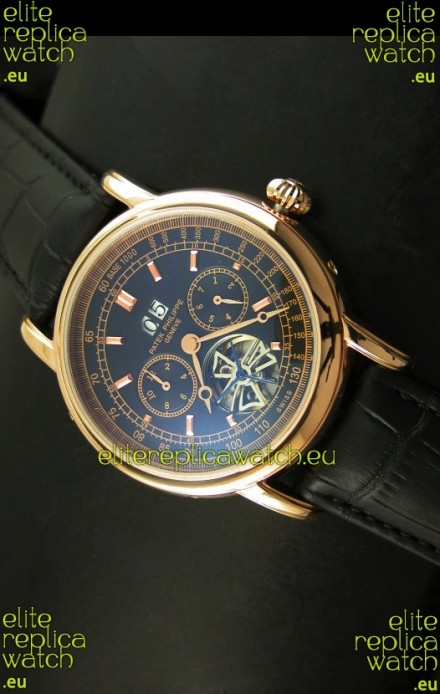 Patek Philippe Complications Tourbillon Japanese Replica Watch in Pink Gold