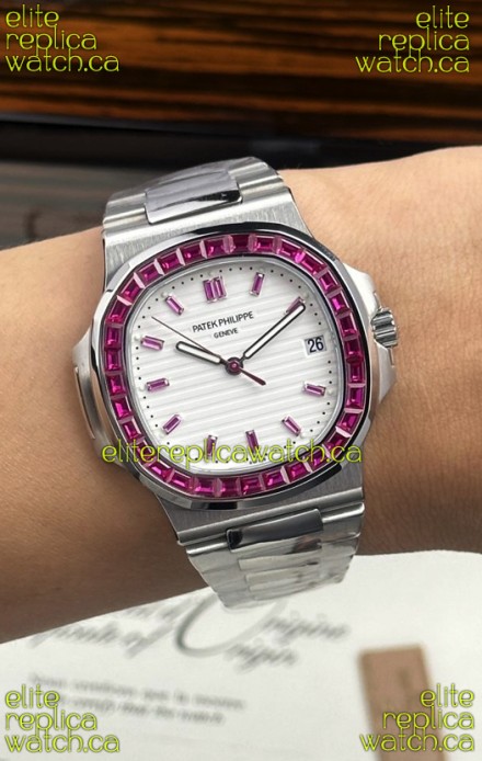 Patek Philippe Nautilus 5723 White Dial Green Rubies Super Clone Watch 
