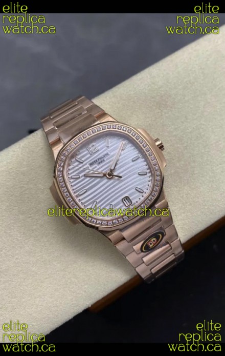 Patek Philippe Nautilus 7118 35MM Rose Gold Steel Dial Super Clone Watch 