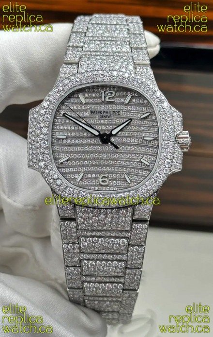 Patek Philippe Nautilus 7118/1450G-001 35MM Custom moissanite Casing and Dial 