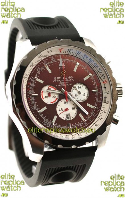 Breitling Chrono-Matic Chronometre Japanese Replica Watch in Maroon Dial