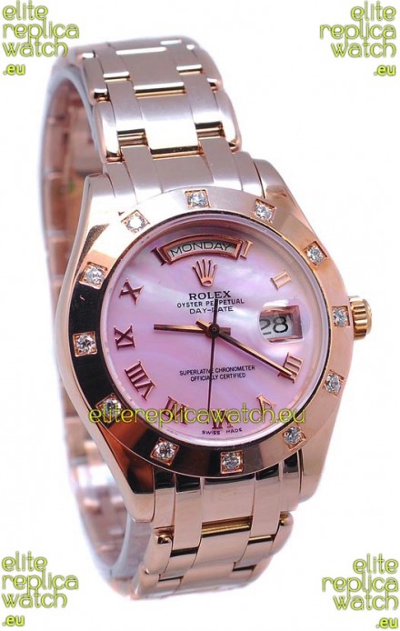 Rolex Day Date Pink Mother of Pearl Swiss Replica Watch