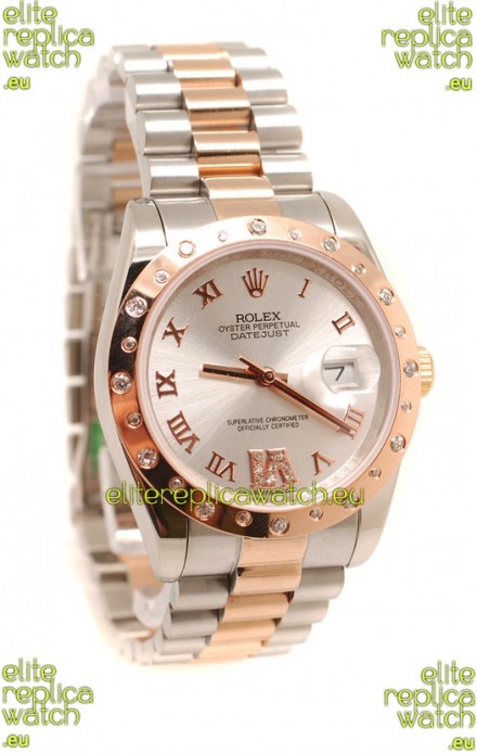 Rolex DateJust Mid-Sized Swiss Replica Rose Gold Watch