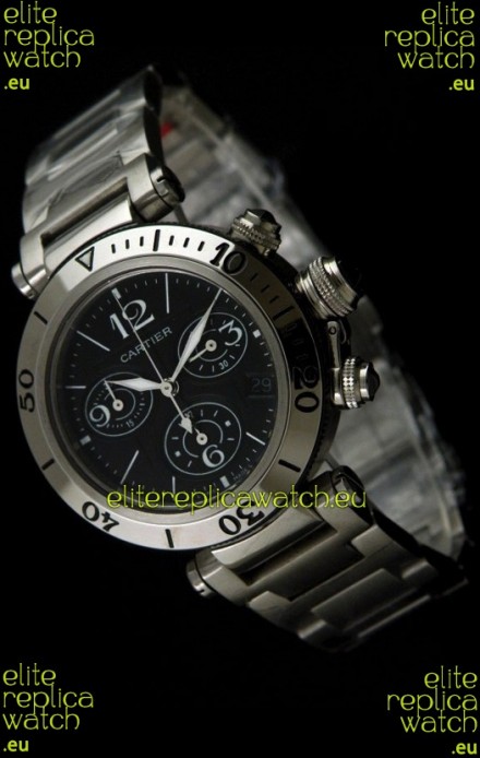 Cartier Pasha De Seatimer Japanese Quartz Watch in Black Dial