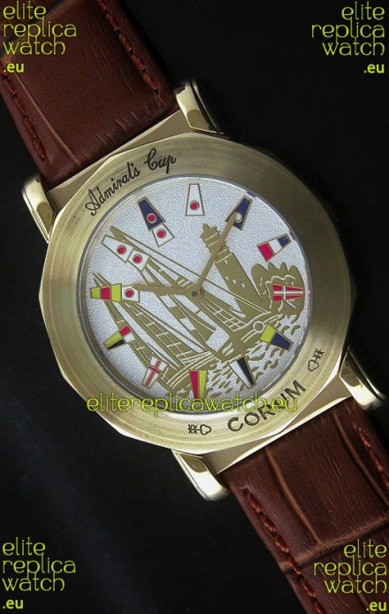 Corum Admiral's Cup Japanese Replica Watch in Brown Strap