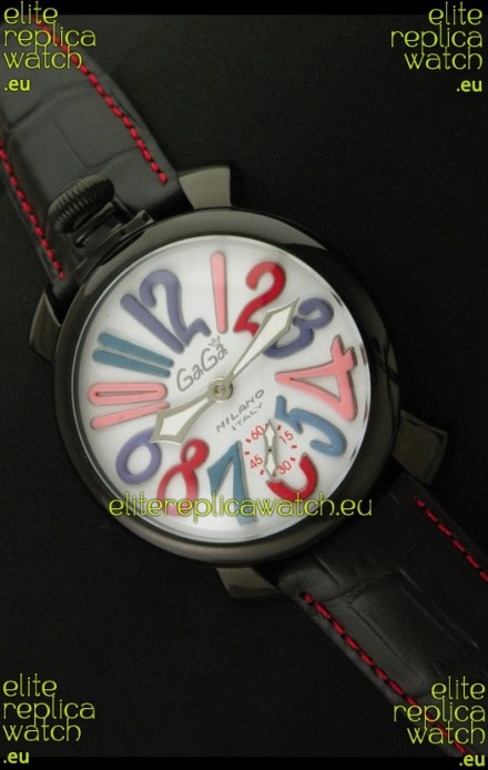 Gaga Milano Italy Japanese Replica PVD Watch in White Dial