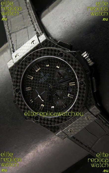 Hublot Swiss Replica Watch in Black Fibre Carbon Dial