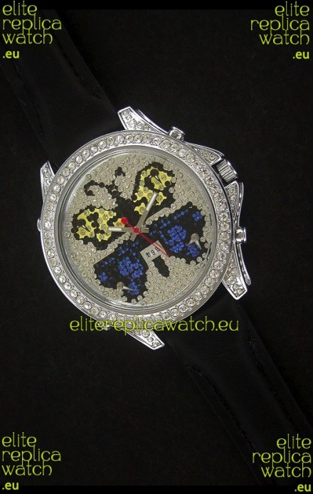Five Time Zones J&C Clone Watch in Full Diamonds