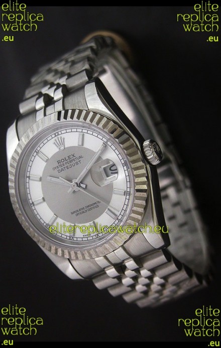 Rolex Datejust Oyster Perpetual Superlative ChronoMeter Replica Watch in White & Grey Dial