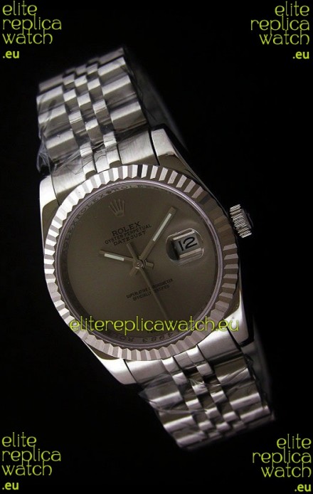 Rolex Datejust Mens Swiss Replica Watch in Grey Dial