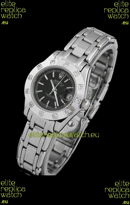 Rolex Datejust Ladies Japanese Replica Ladies Watch in Black Dial