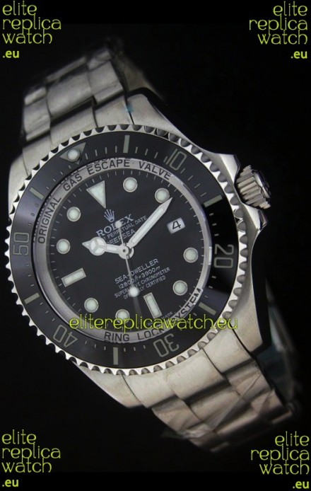 Rolex Sea-Dweller Deepsea Swiss Replica Steel Watch in Black Dial