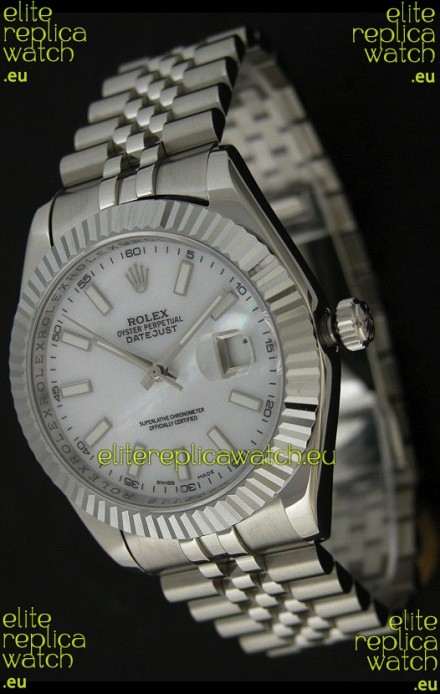 Rolex DateJust Swiss Replica Watch in Mop White Dial