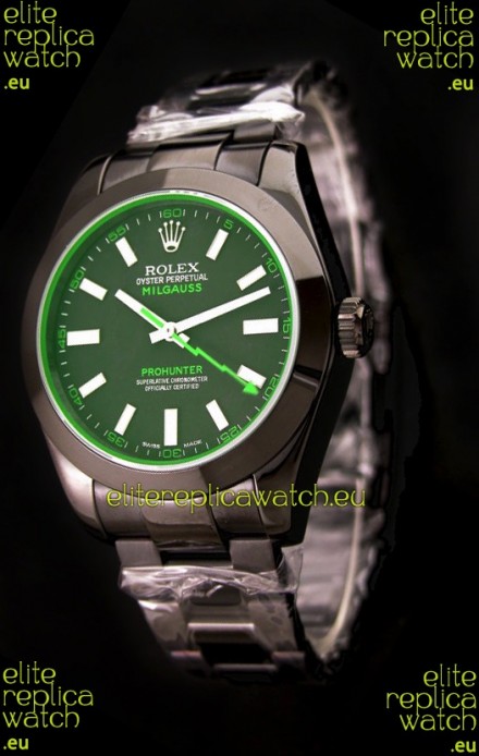 Rolex Milguass Prohunter Swiss PVD Watch in Green Dial