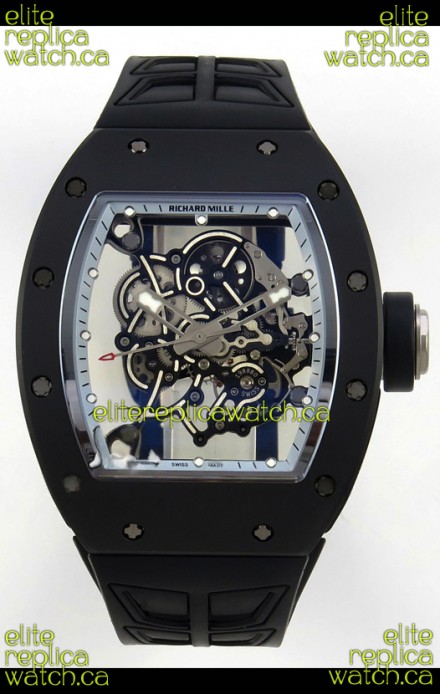 Richard Mille RM055 FREE SPRUNG MVMNT Black Ceramic Grey Inner Bezel Super Clone Watch 