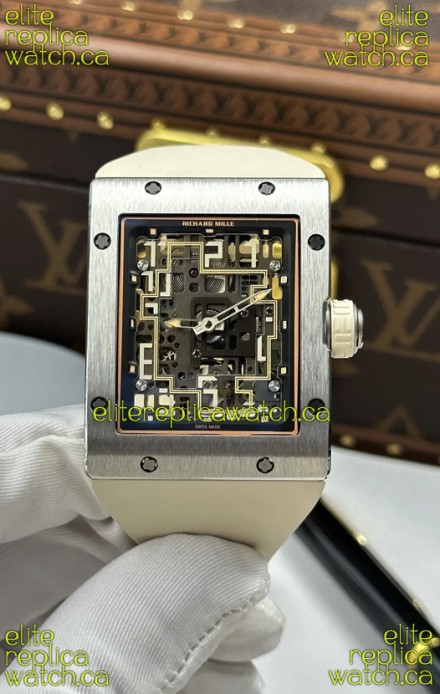 Richard Mille 16-02 Titanium Extra-Flat White Rubber Super Clone Watch 