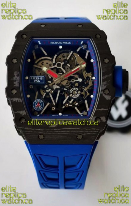 Richard Mille RM35-01 PSG Edition Carbon Fiber Casing with Genuine Tourbillon Super Clone Watch