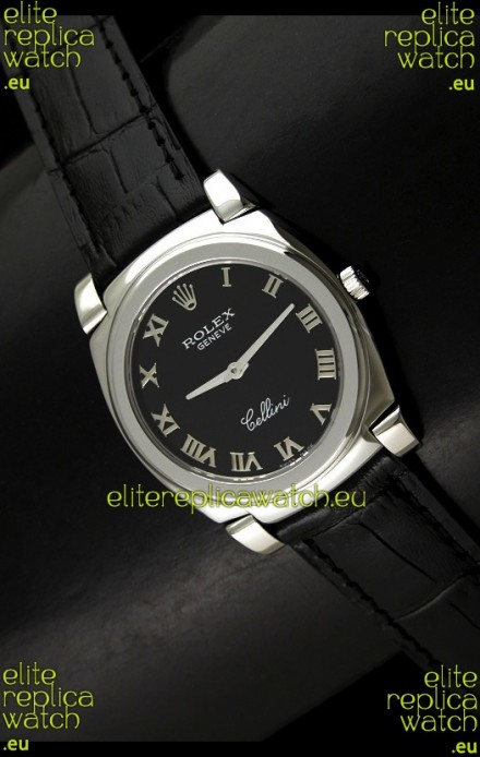 Rolex Cellini Japanese Replica Steel Watch in Black Dial