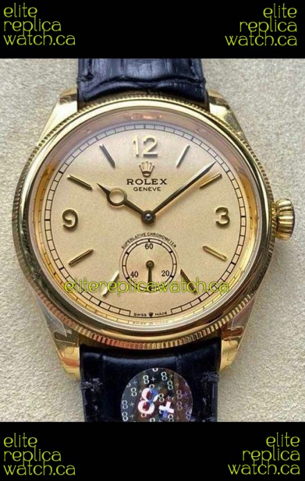 Rolex 1908 Perpetual in Yellow Gold Casing Gold Dial Swiss Replica Watch 