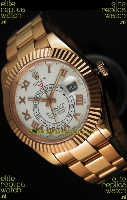 Rolex Sky-Dweller 18K Rose Gold Watch in White Dial Roman Numerals