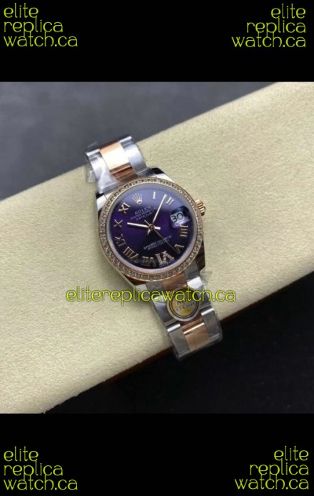 Rolex Super Clone Datejust 31MM Blue Dial Rose Gold Oyster Super Clone Watch 
