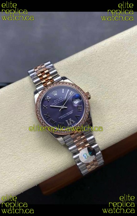 Rolex Super Clone Datejust 31MM Purple Dial Rose Gold Super Clone Watch 