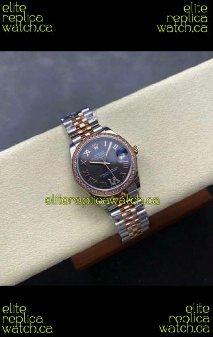 Rolex Super Clone Datejust 31MM Black Dial Rose Gold Super Clone Watch 