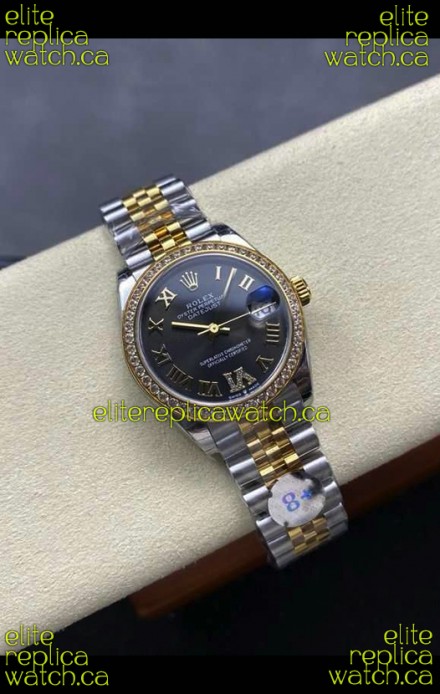 Rolex Super Clone Datejust 31MM Black Dial Yellow Gold Super Clone Watch 