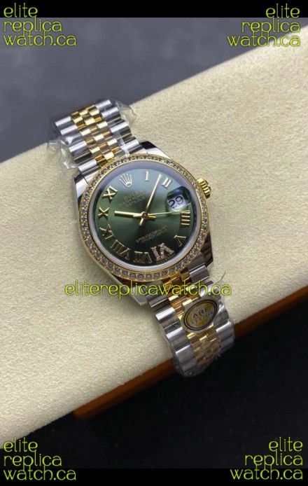 Rolex Super Clone Datejust 31MM Green Dial Yellow Gold Super Clone Watch 