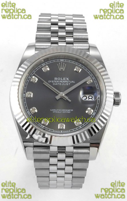 Datejust Super Clone 126334 Grey Diamonds Dial 41MM FREE SPRUNG MVMNT 3235 Watch 