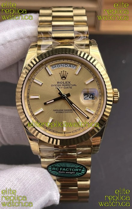Rolex Day Date 228238 Yellow Gold in Gold Stick Dial Super Clone Watch 