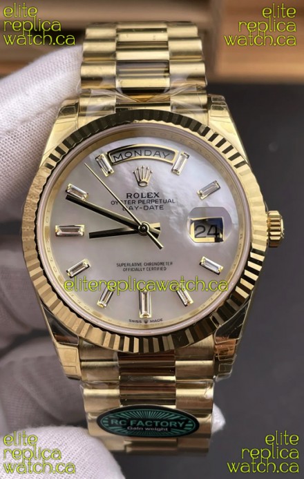 Rolex Day Date 228238 Yellow Gold in Pearl Dial Super Clone Watch 