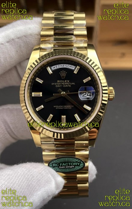 Rolex Day Date 228238 Yellow Gold Black Crystal Dial Super Clone Watch 
