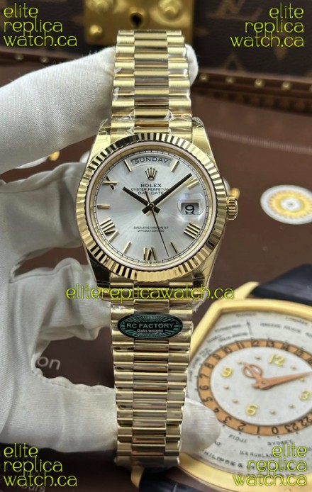 Rolex Day Date 228238 Yellow Gold Steel Roman Dial Super Clone Watch 