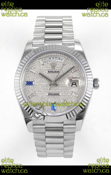 Rolex Day Date Diamonds Dial 40MM Super Clone Watch 